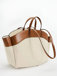 Grace | Elegant And Timeless Leather-Trim Canvas Tote Bag