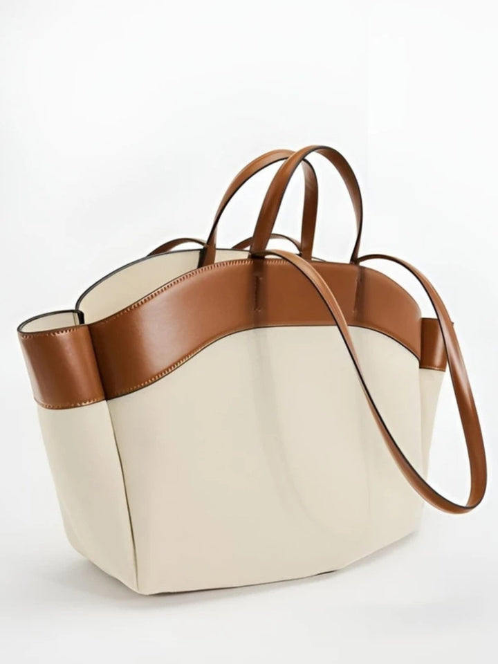 Isabella | Large Leather-Trim Canvas Tote Bag 0