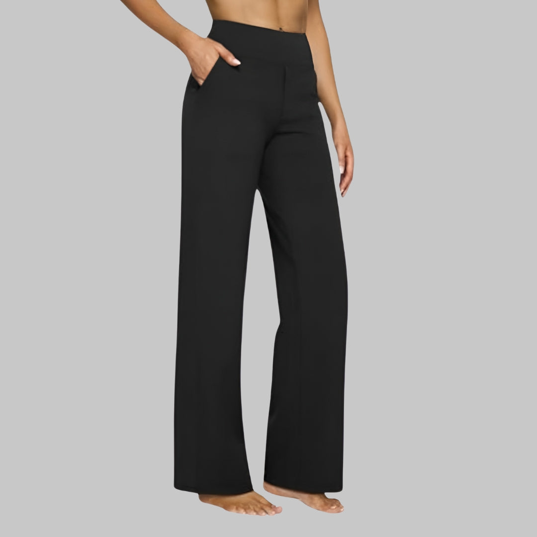 Isabella | Soft & Comfortable Women's Wide Leg Trousers in Black 6