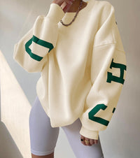 Harper | Oversized Varsity Sleeve Fleece Sweatshirt