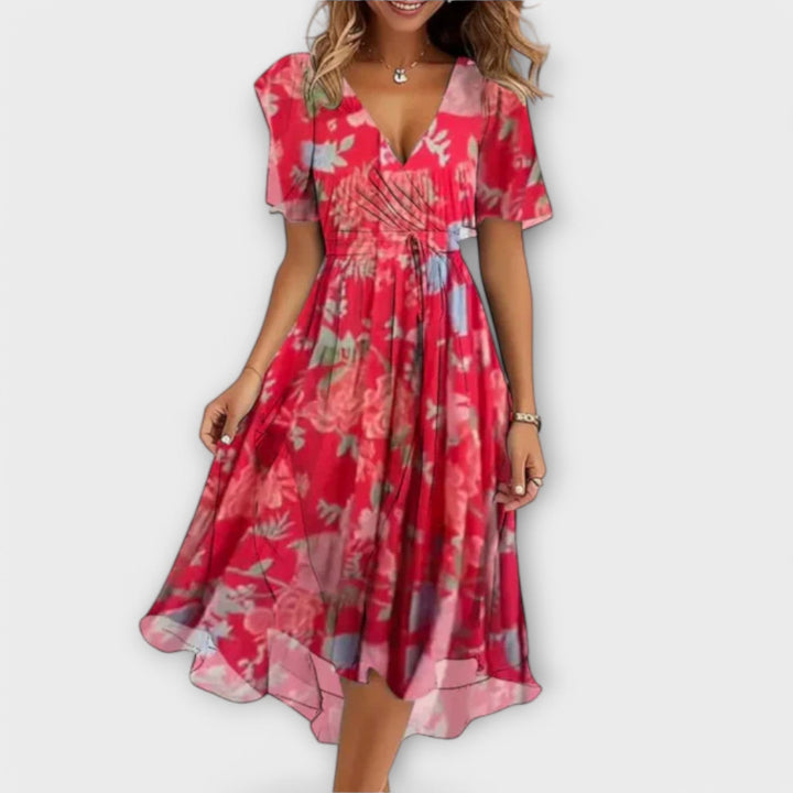 Isolde | Floral Midi Dress Wedding Guest Elegant Summer Style 1