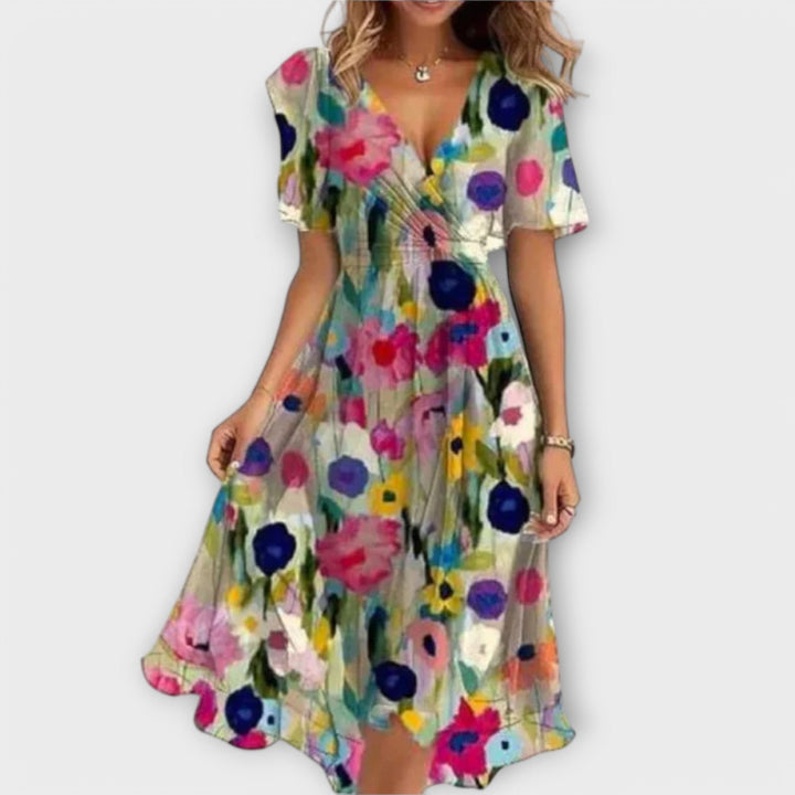Isolde | Floral Midi Dress Wedding Guest Elegant Summer Style 3