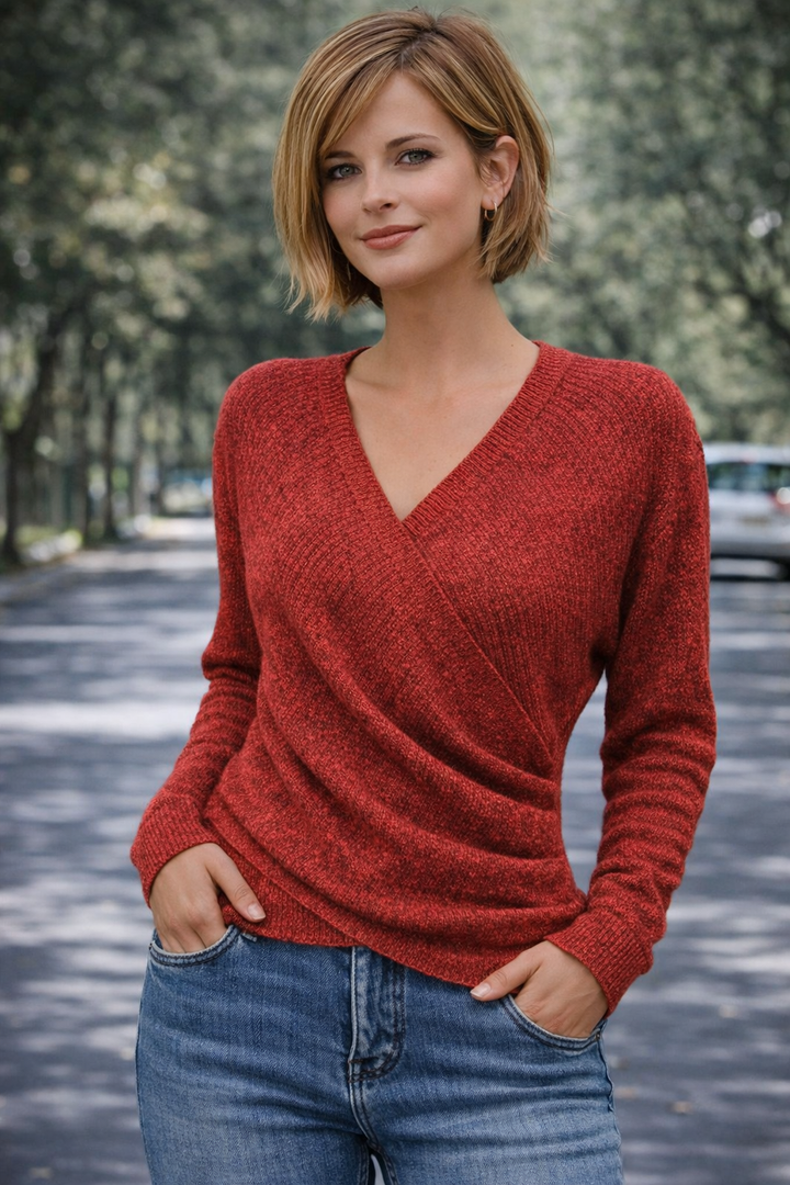 Jovelle | Elegant & Comfortable Women’s Sweater - Flattering V-Neck Wrap Design 2