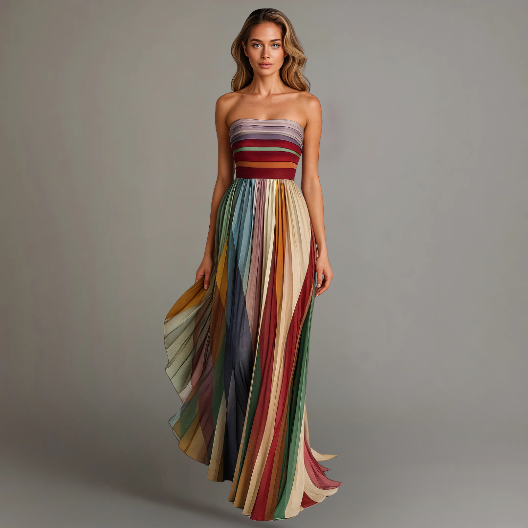 Jovial | Airy, Colorful & Elegant Women's Strapless Maxi Dress for Summer 0