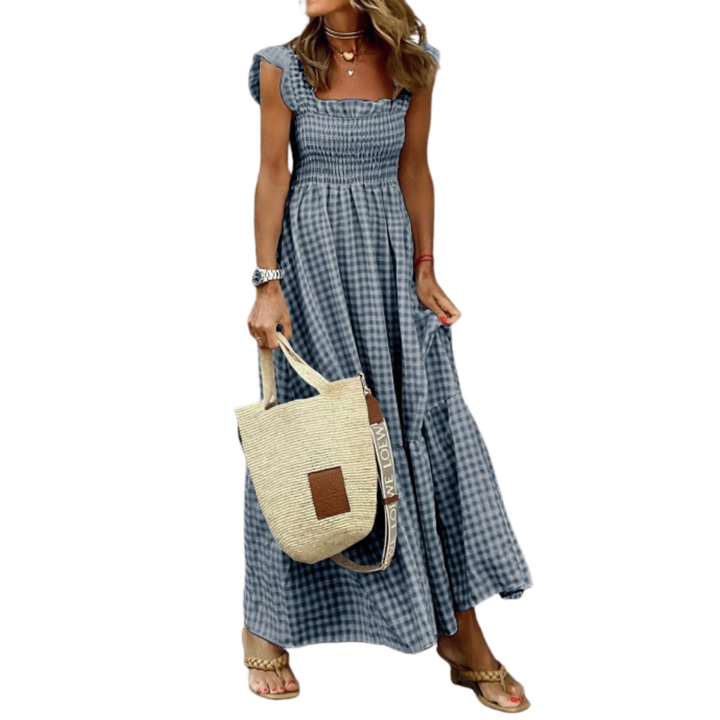 Jovienne | Maxi Dress Plaid Vintage Relaxed Fit Summer Style 1