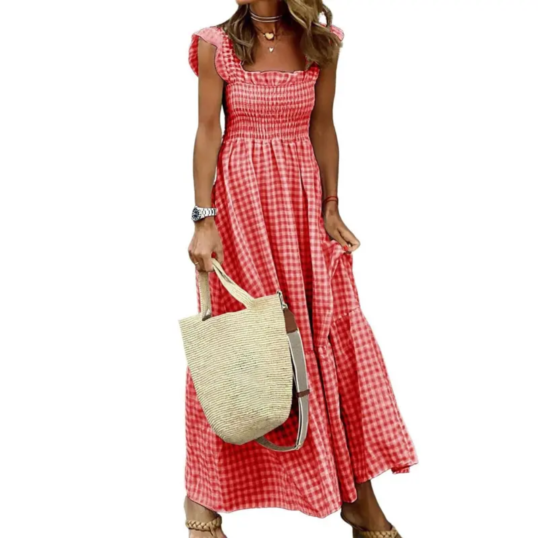 Jovienne | Maxi Dress Plaid Vintage Relaxed Fit Summer Style 2
