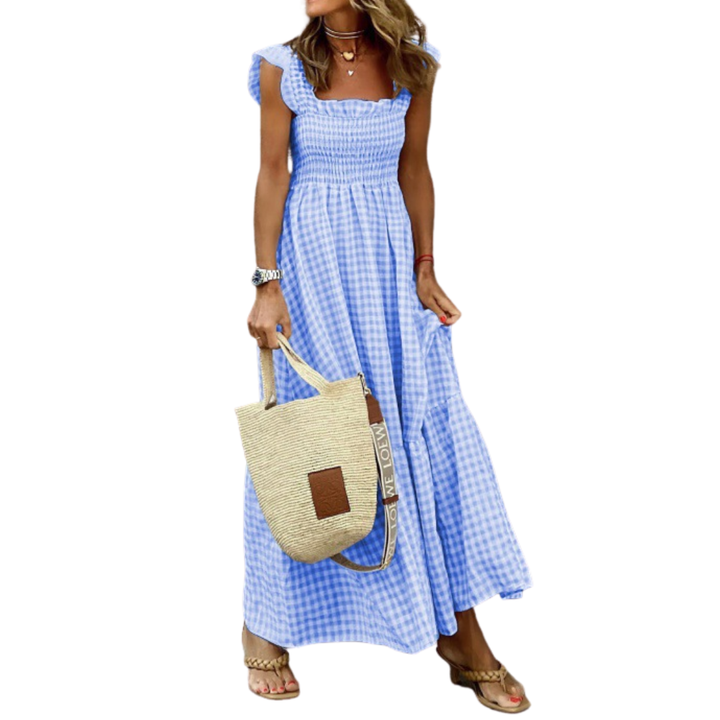 Jovienne | Maxi Dress Plaid Vintage Relaxed Fit Summer Style 3