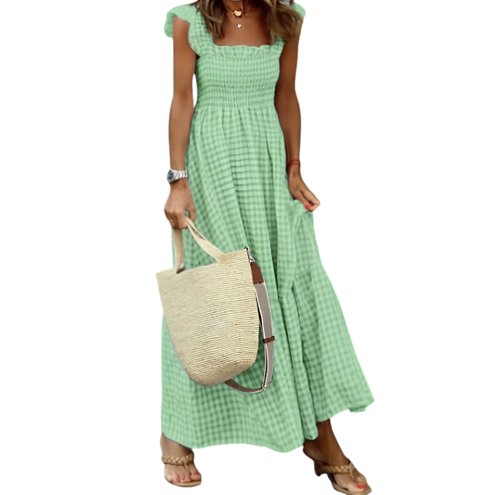 Jovienne | Maxi Dress Plaid Vintage Relaxed Fit Summer Style 4