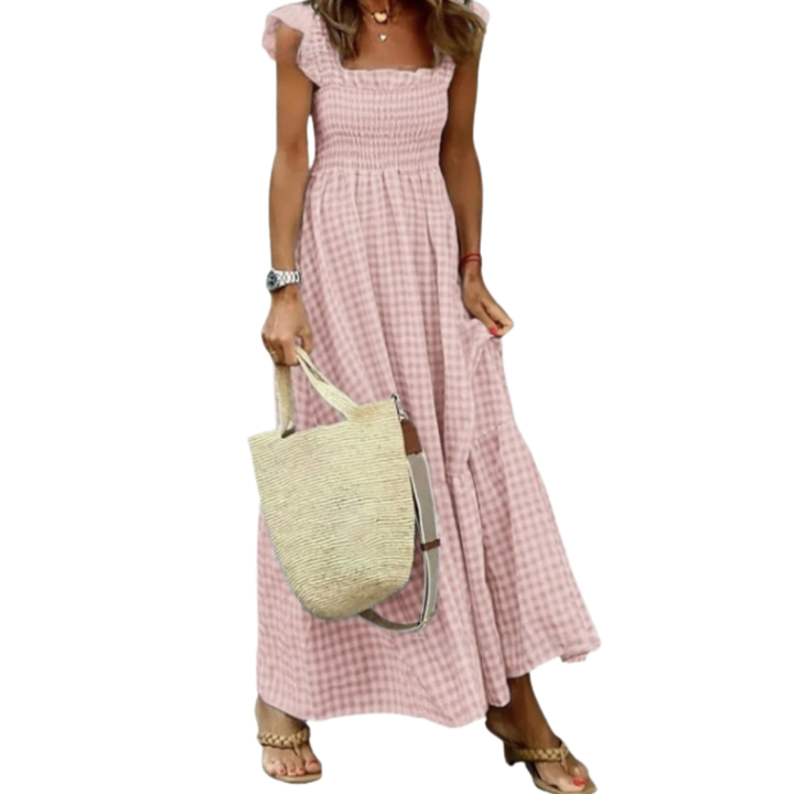 Jovienne | Maxi Dress Plaid Vintage Relaxed Fit Summer Style 5