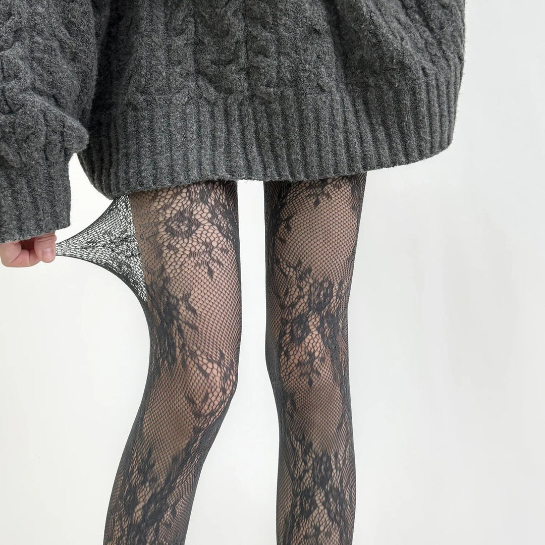 Julia | Elegant hollow out tights with floral pattern 4