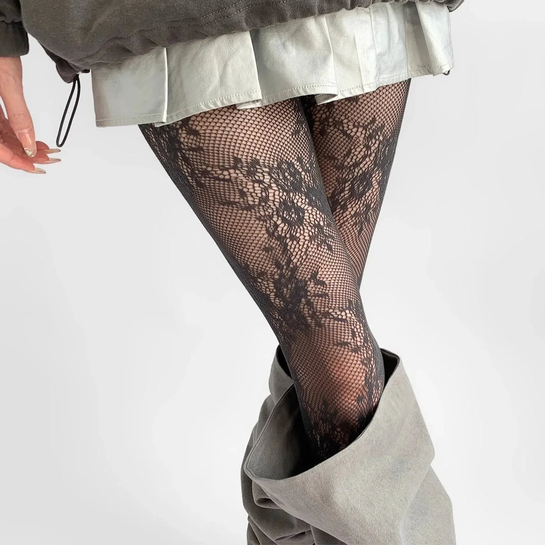 Julia | Elegant hollow out tights with floral pattern 5