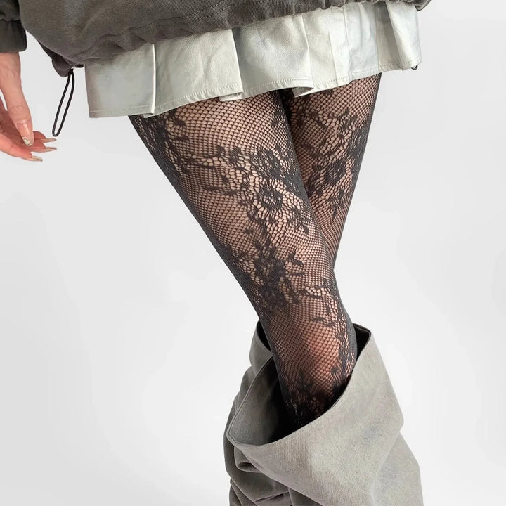 Julia | Elegant hollow out tights with floral pattern 5