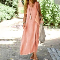 Louise | Atmungsaktives und elegantes Maxikleid mit Leinenstruktur