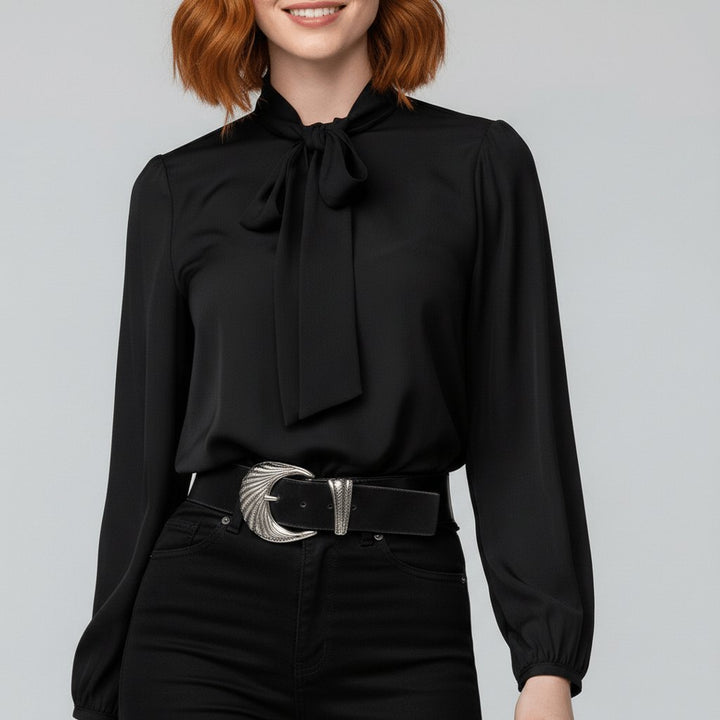 Kayleigh | Comfortable And Elegant Bow-Tie Long-Sleeve Blouse 9