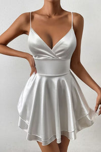 Mia | Alluring And Glossy Satin Skater Dress