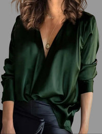 Kristin | Luxurious And Glamorous Satin Draped Blouse