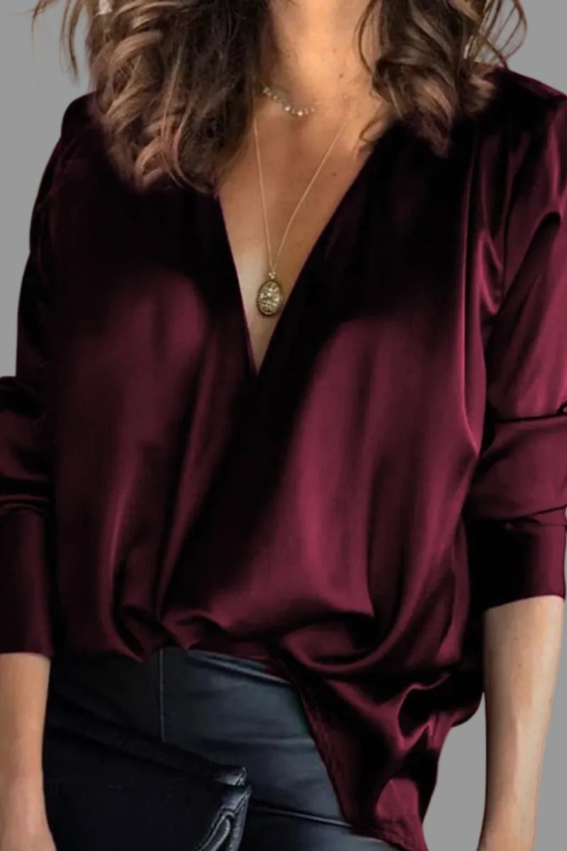 Laura | Comfortable And Soft Satin Draped Blouse 1