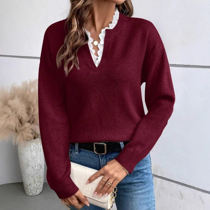 Lena | Elegant, Soft & Timeless Women’s Sweater with Lace Trim 6