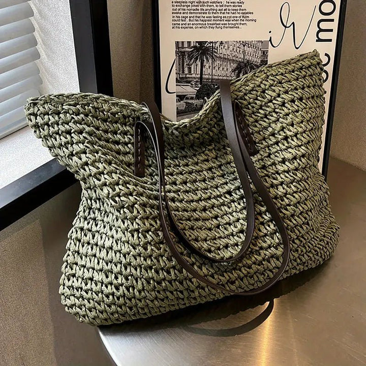 Leonie | Oversized Woven Straw Shoulder Tote Bag 1