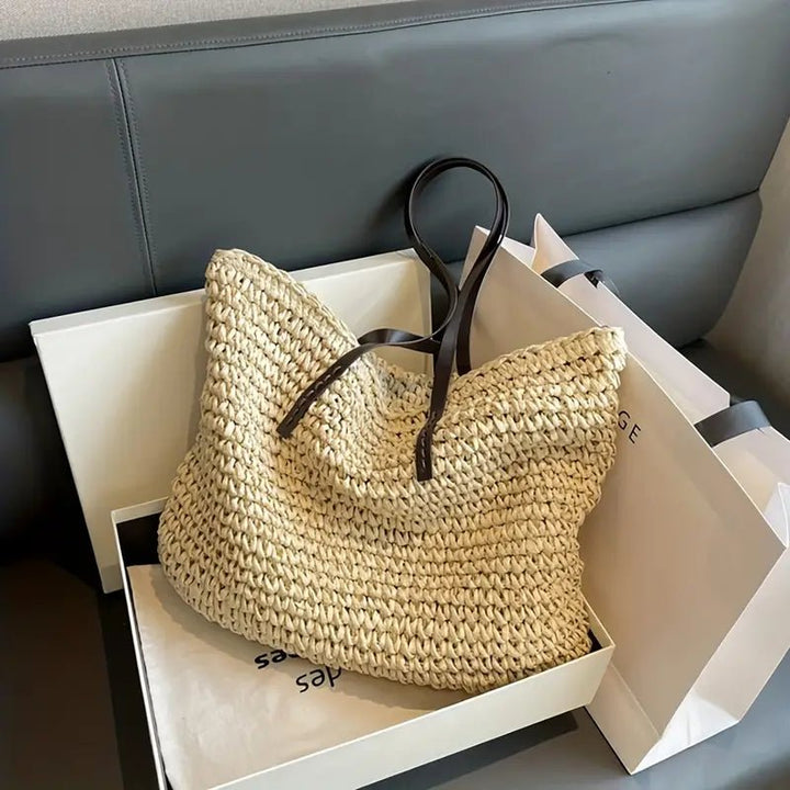 Leonie | Oversized Woven Straw Shoulder Tote Bag 8
