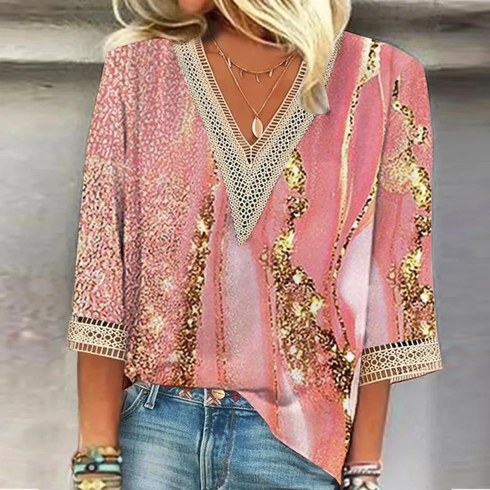 Lilly | Womens Blouse - V Neck Summer Top for Women 1