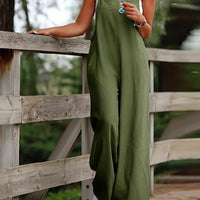 Emma | Relaxed Linen Wide-Leg Bib Jumpsuit