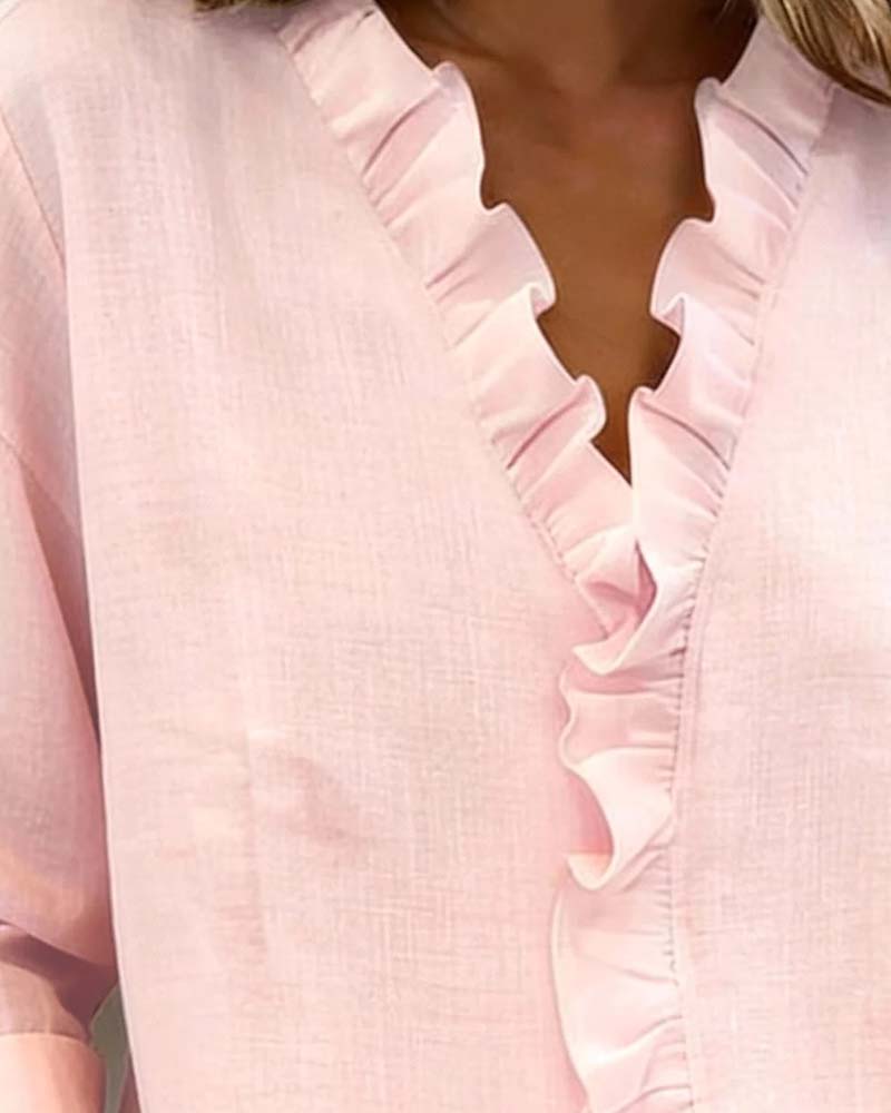 Lily | Elegant Soft Ruffle V-Neck Blouse 3