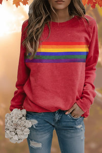Scarlett | Retro Rainbow Stripe Casual Sweatshirt