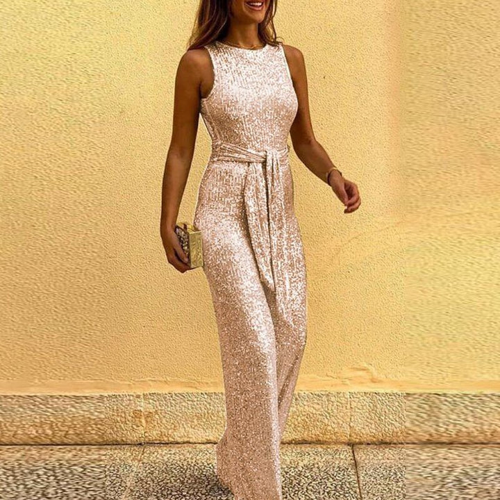Liora | Sequin Jumpsuit Elegant Silver Shimmering Fit 1