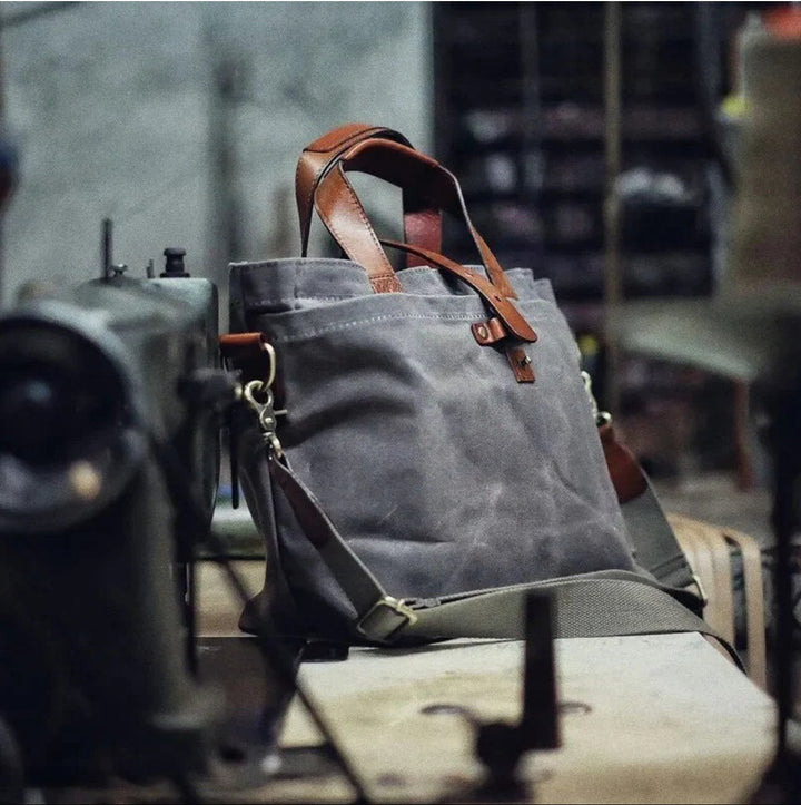 Logan | Waxed Canvas Leather-Trim Weather-Resistant Tote Bag 1