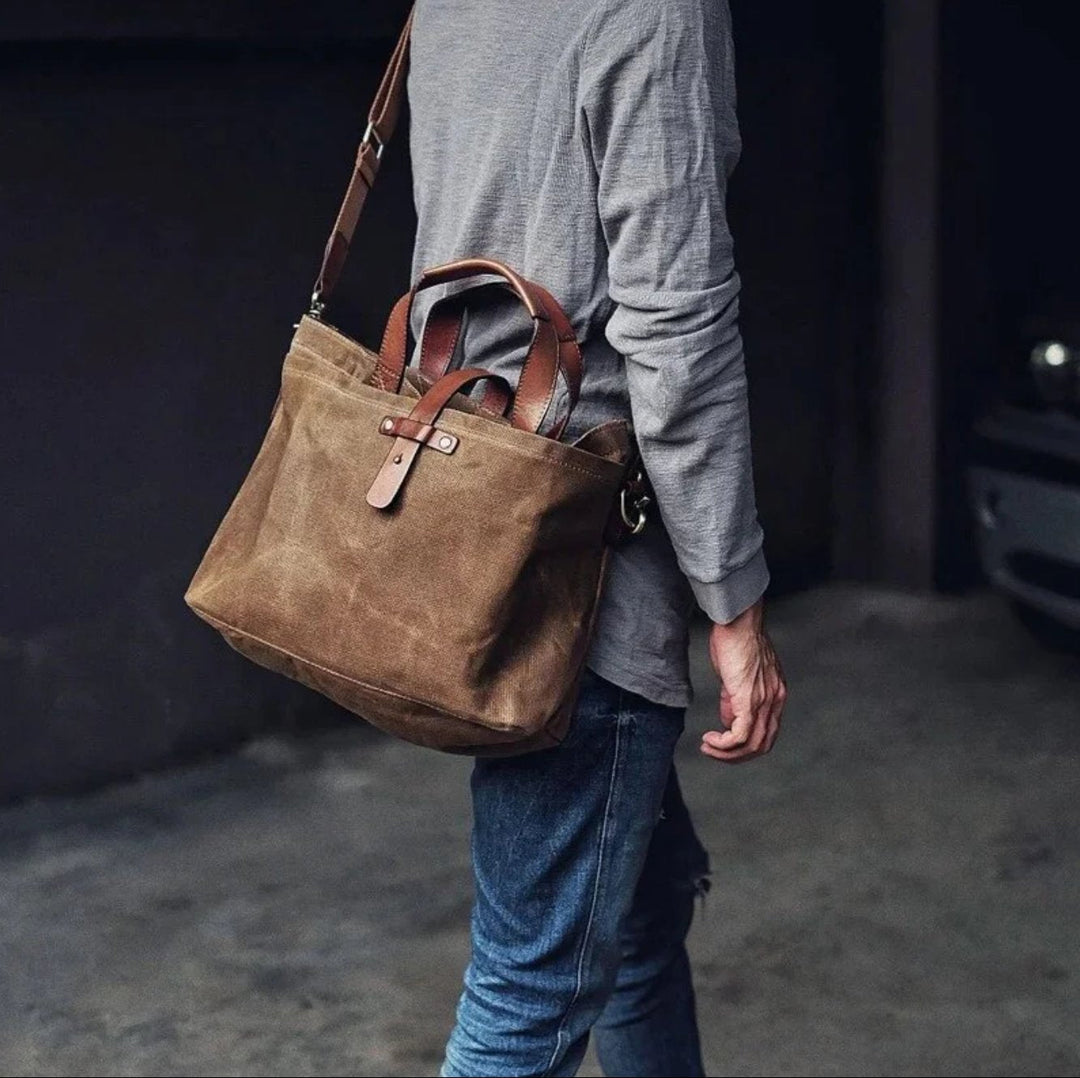 Logan | Waxed Canvas Leather-Trim Weather-Resistant Tote Bag 2