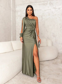 Luna | Statement One-Shoulder Satin Maxi Dress