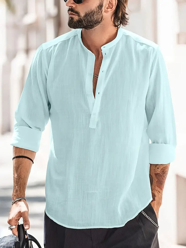 Luca | Classic Boat Collar Linen Shirt 1