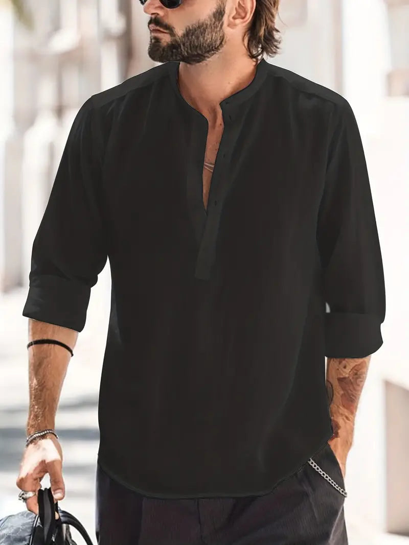 Luca | Classic Boat Collar Linen Shirt 10