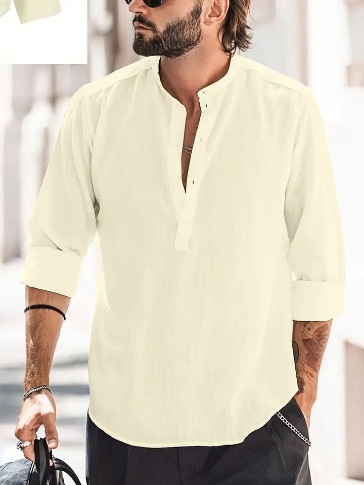 Luca | Classic Boat Collar Linen Shirt 11