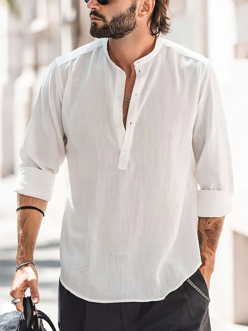 Luca | Classic Boat Collar Linen Shirt 12