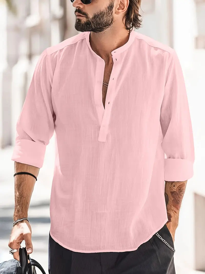 Luca | Classic Boat Collar Linen Shirt 7