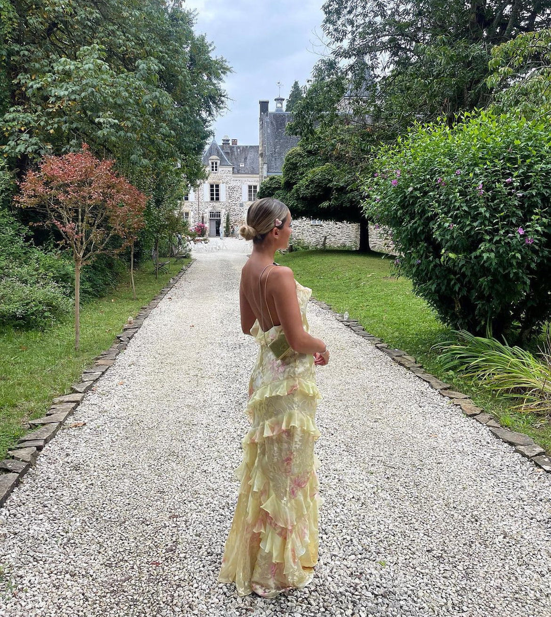 Luna | Ruffles and Open-Back Design Floral Maxi Dress 5