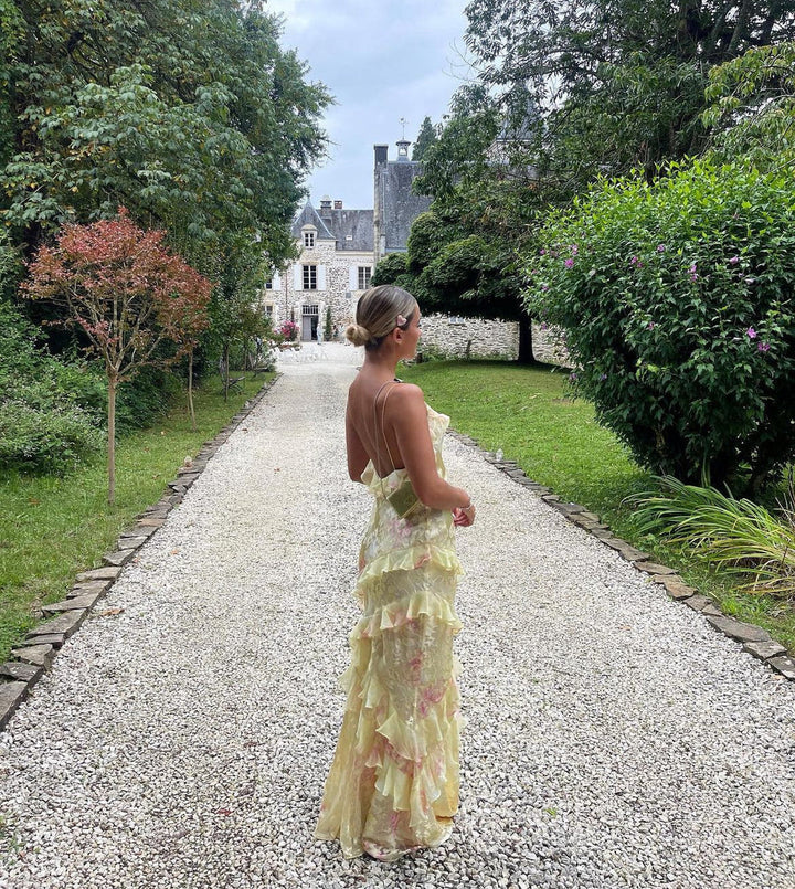 Luna | Ruffles and Open-Back Design Floral Maxi Dress 5