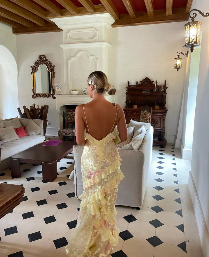 Luna | Ruffles and Open-Back Design Floral Maxi Dress 6