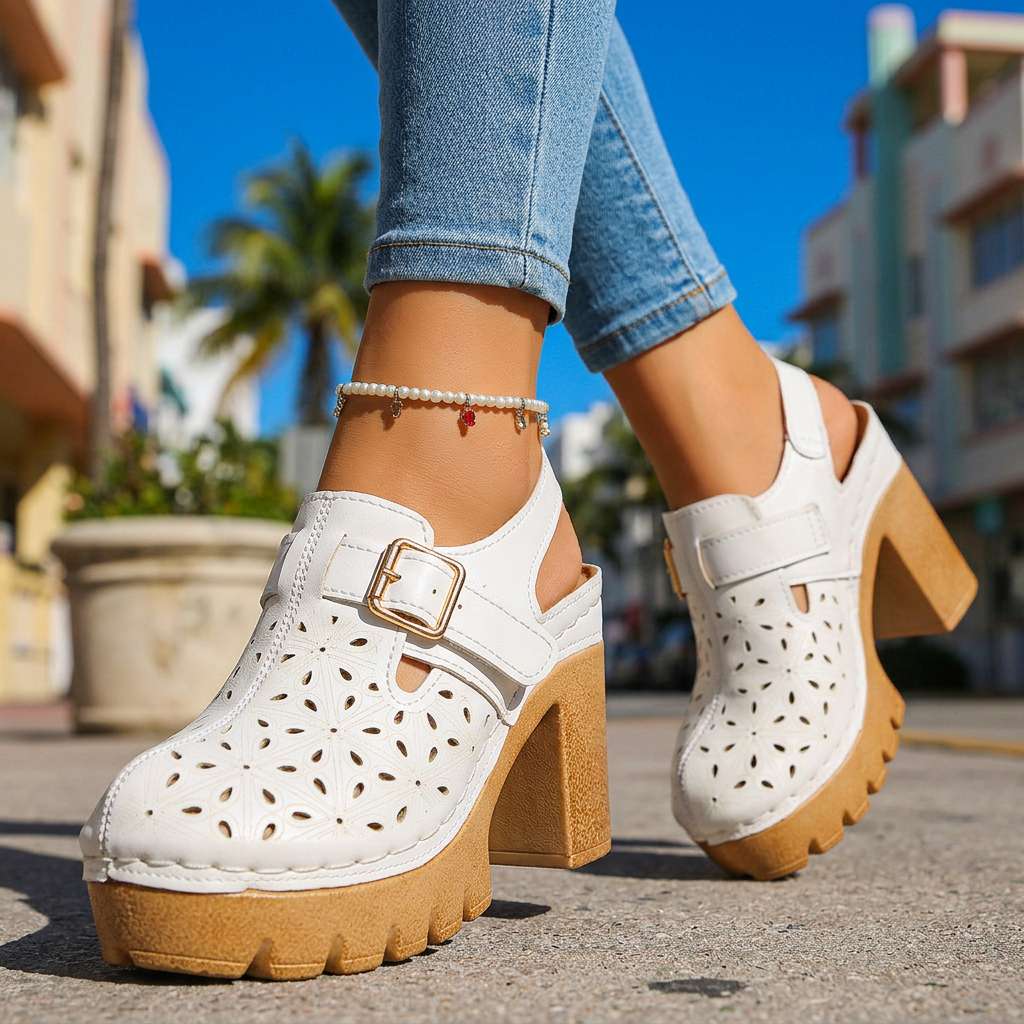 Lunara | Floral Platform Block Heel Clogs for Women 4