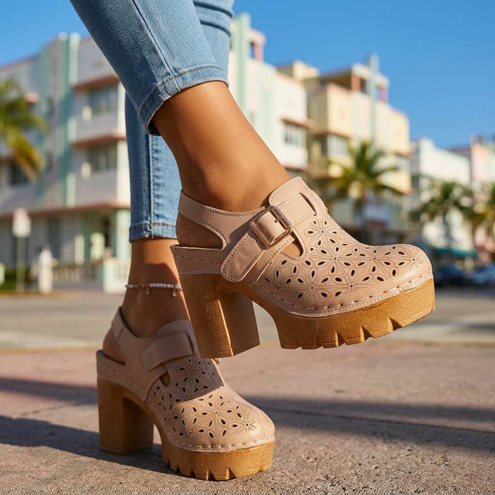Lunara | Floral Platform Block Heel Clogs for Women 5