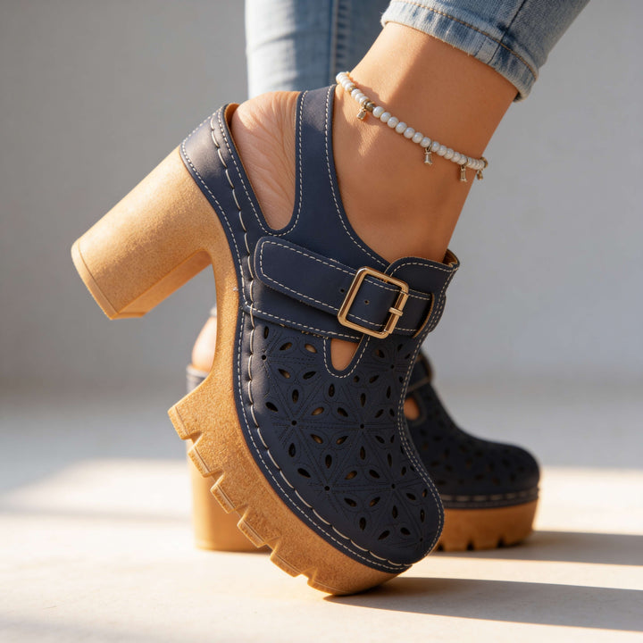 Lunara | Floral Platform Block Heel Clogs for Women 7