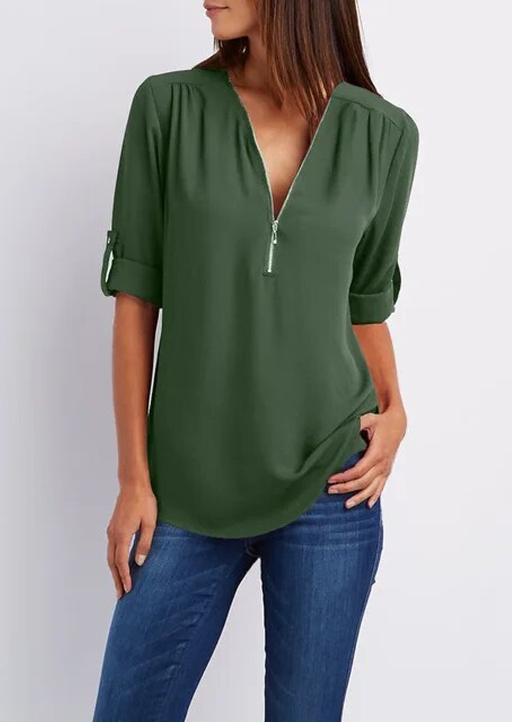 Madeleine | Elegant Zipper Design Blouse 14