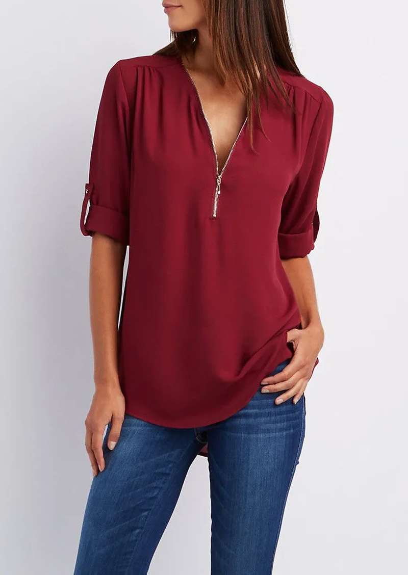Madeleine | Elegant Zipper Design Blouse 6