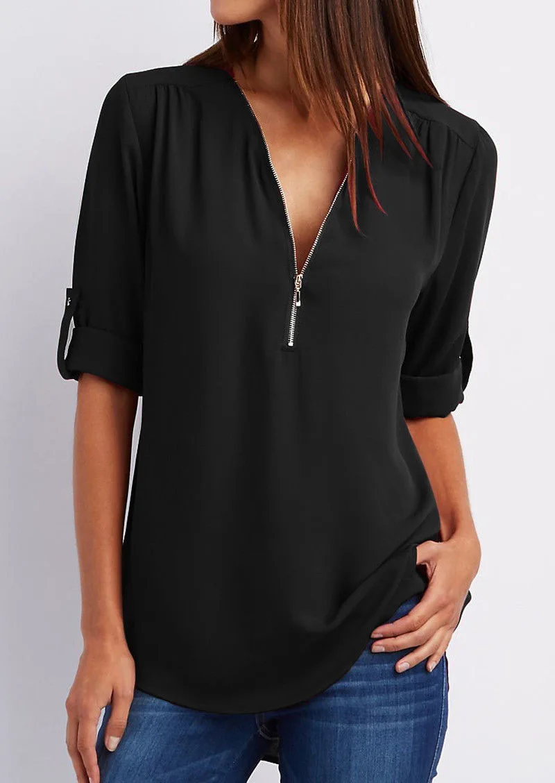 Madeleine | Elegant Zipper Design Blouse 7