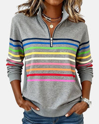 Zara | Vibrant Striped Quarter Zip Sweatshirt