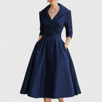 Evelyn | Elegant And Flattering Wrap-Bodice Midi Dress