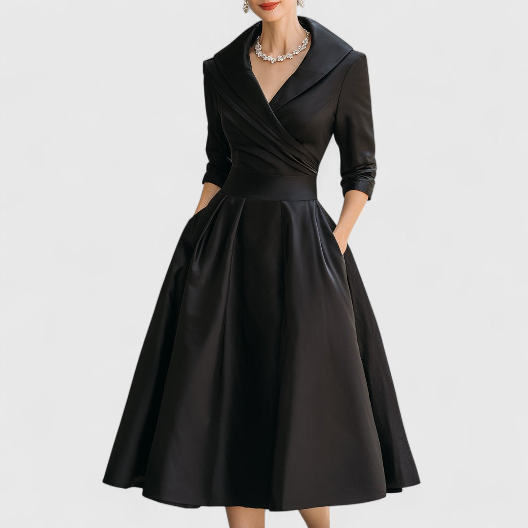 Mara | Midi Dress for Women V-Neck 3/4 Sleeve Elegant Flared Fit 1