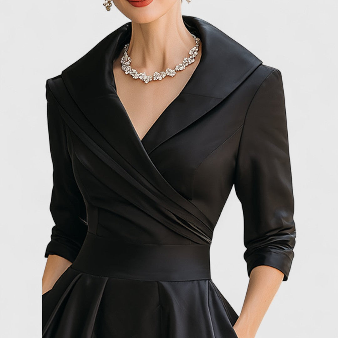 Mara | Midi Dress for Women V-Neck 3/4 Sleeve Elegant Flared Fit 5